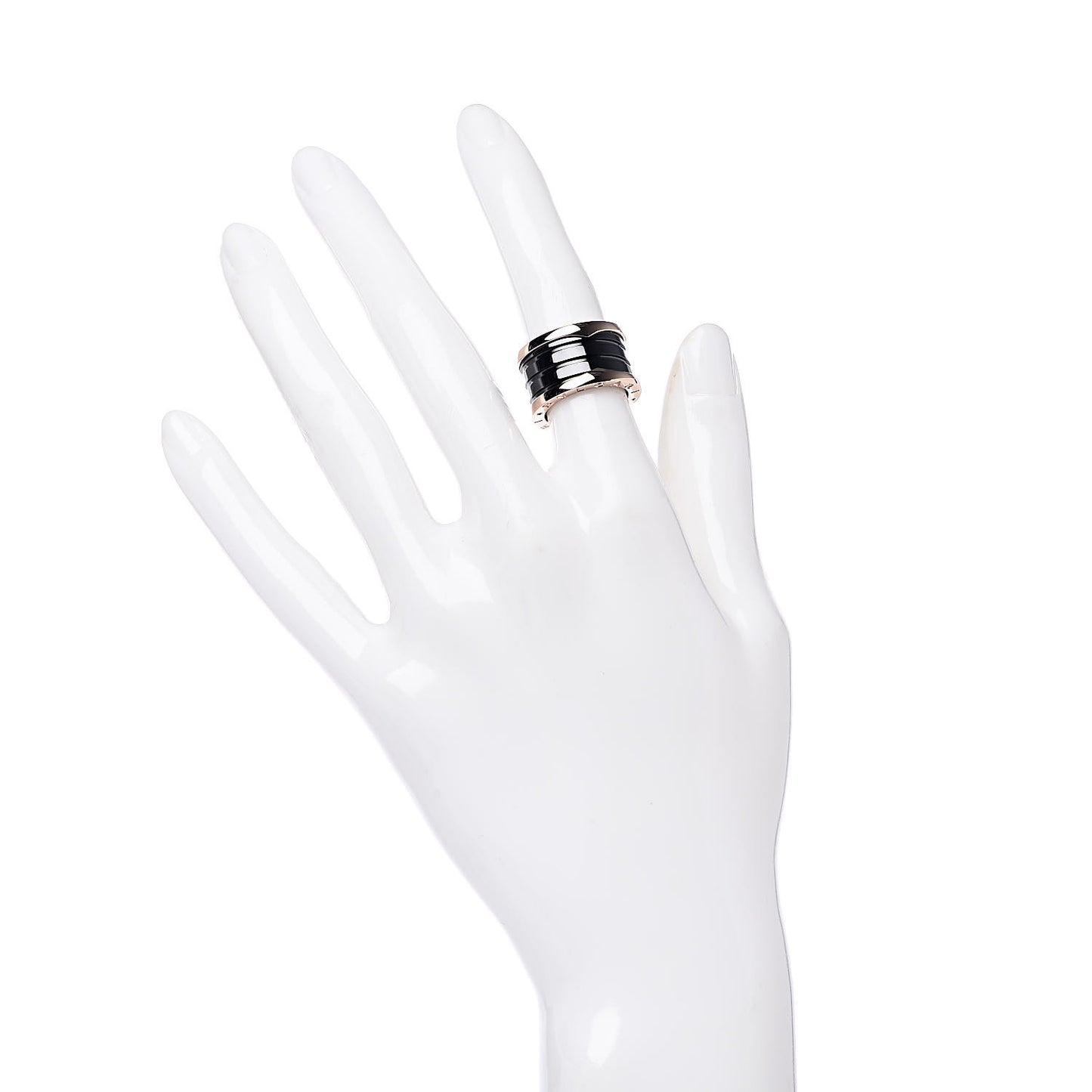 18K Rose Gold Black Ceramic B.Zero1 Four-Band Ring 48 4.5