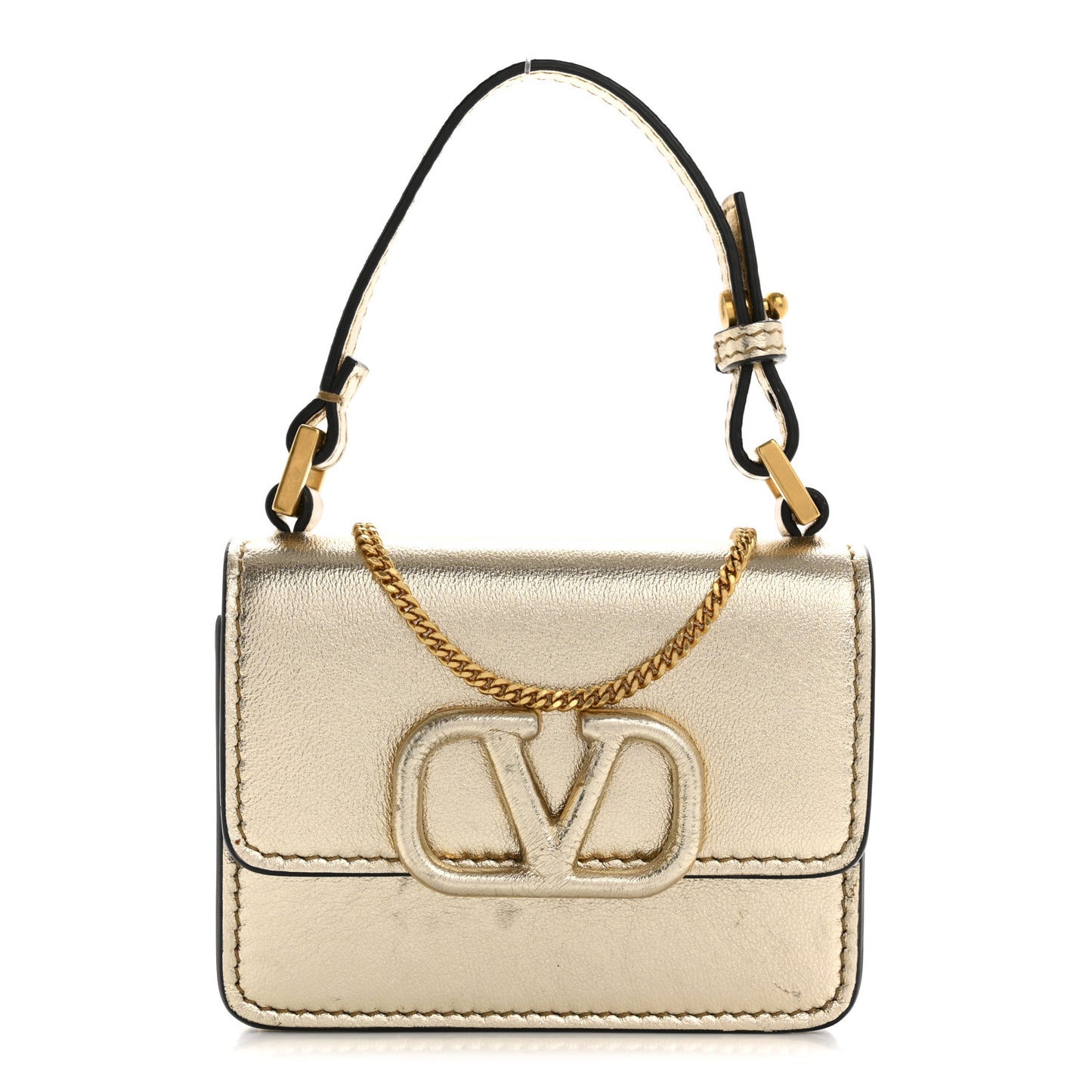 Metallic Calfskin Mini VSling Shoulder Bag Sahara