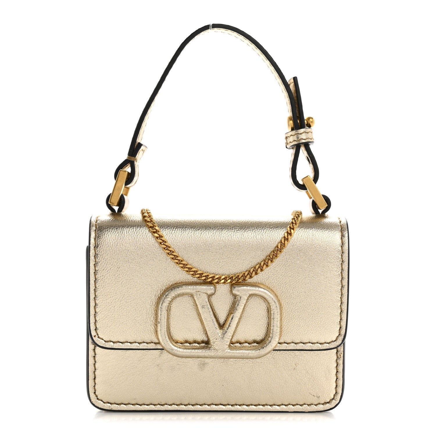 Valentino Garavani Metallic Calfskin Mini VSling Shoulder Bag Sahara 1 of 10