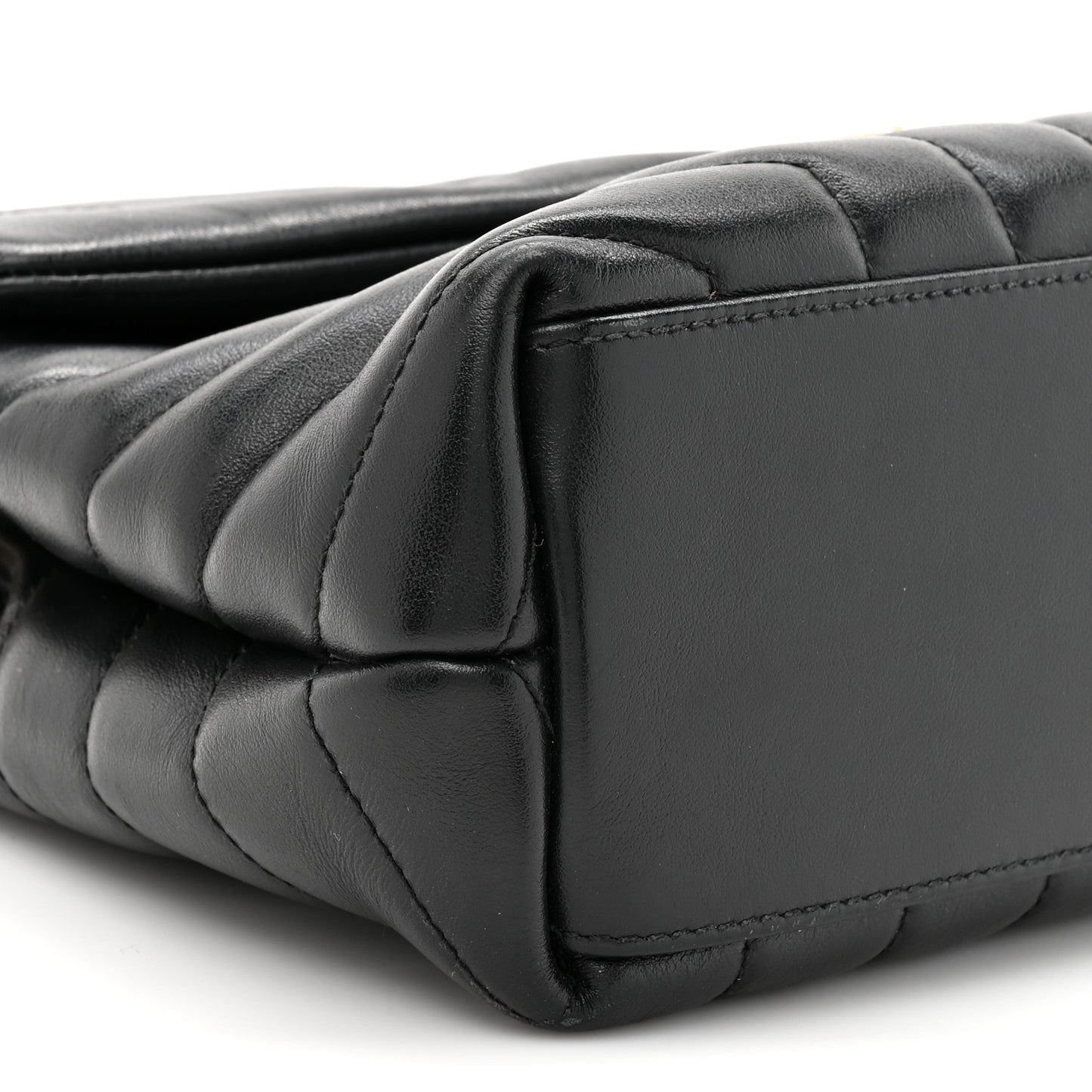 Calfskin Y Quilted Monogram Small Loulou Chain Satchel Black Black
