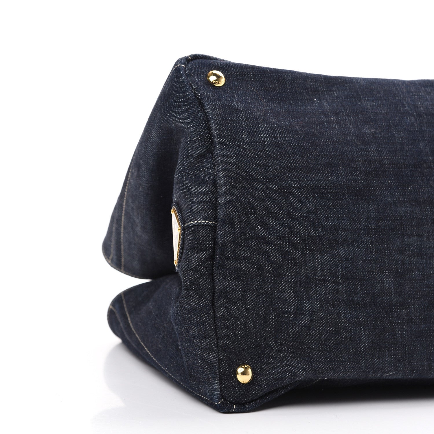 Prada Denim Logo Tote Blue Rosso 8 of 9