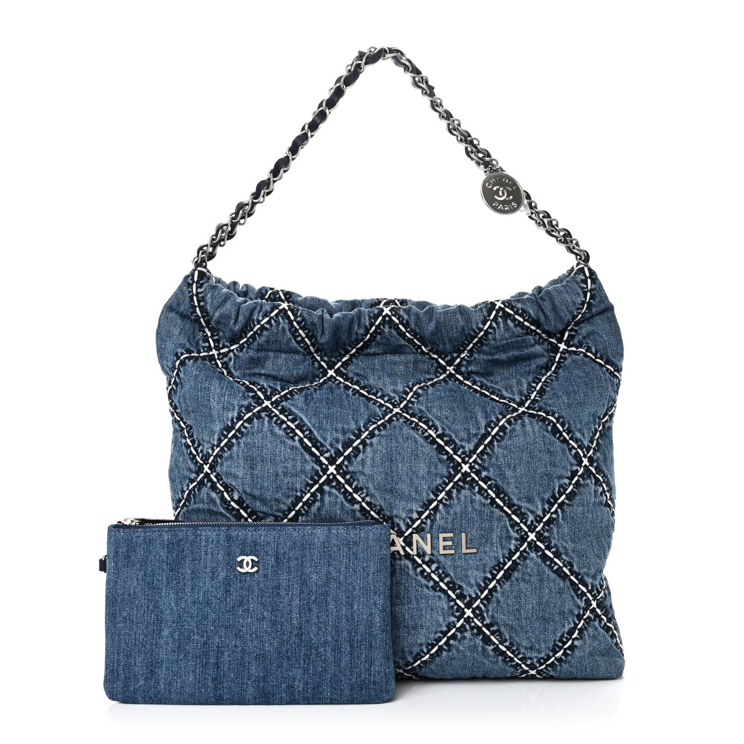 Chanel Denim Quilted Stitched Small Chanel 22 Blue 1749504