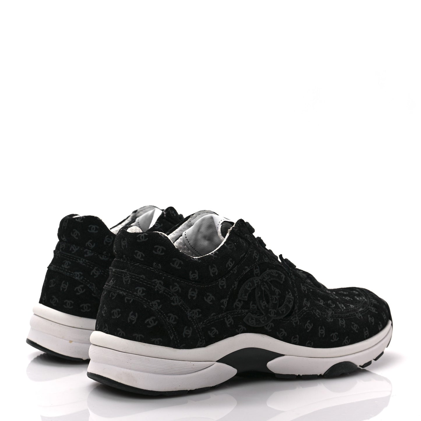 Suede Calfskin Printed CC Sneakers 36 Black