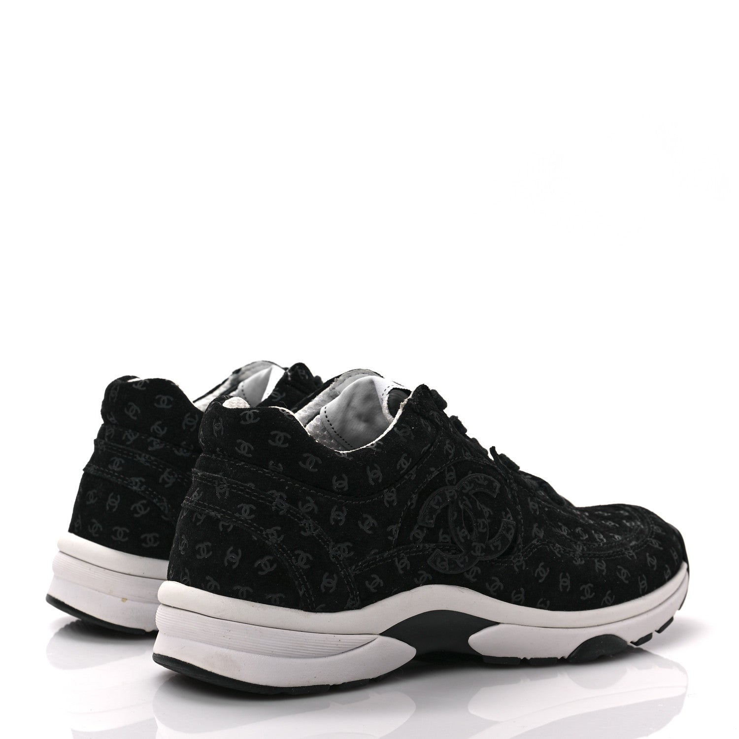 Chanel Suede Calfskin Printed CC Sneakers 36 Black 4 of 7