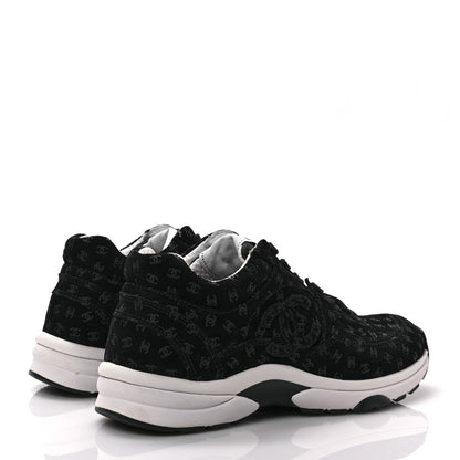 Chanel Suede Calfskin Printed CC Sneakers 36 Black 4 of 7
