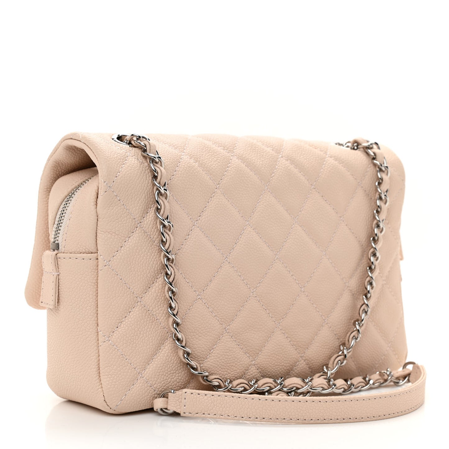 Caviar Quilted Medium Easy Flap Light Beige