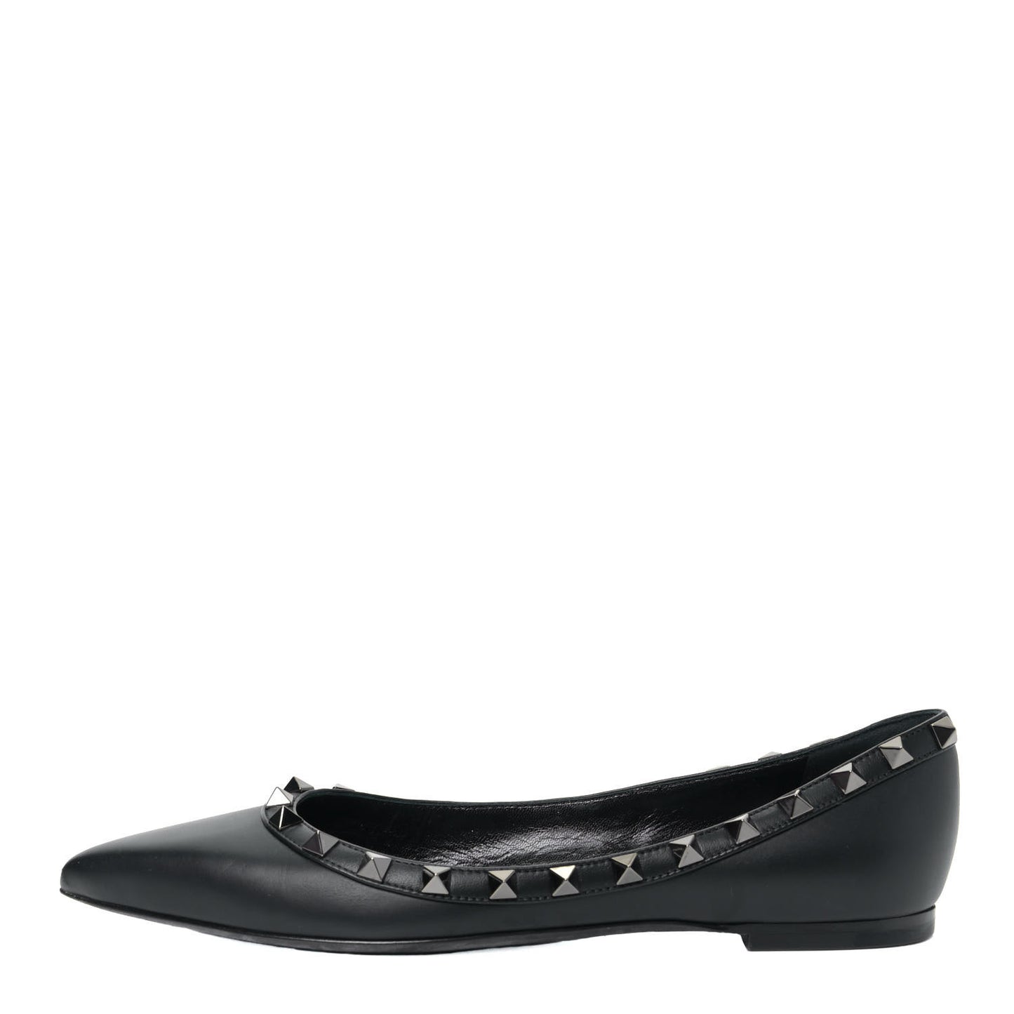 Calfskin Rockstud Ballerina Flats 36 Black