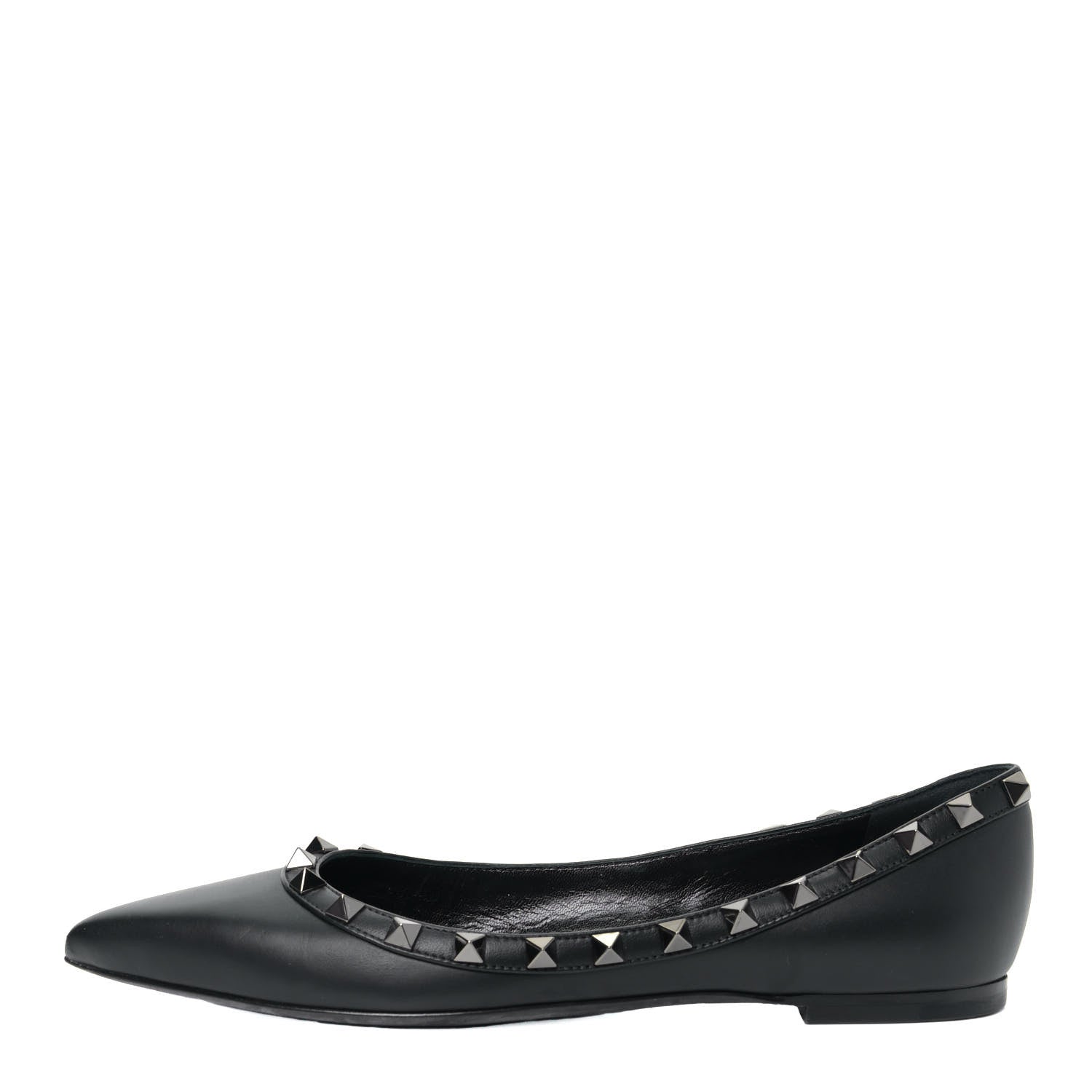 Valentino Garavani Calfskin Rockstud Ballerina Flats 36 Black 1 of 11