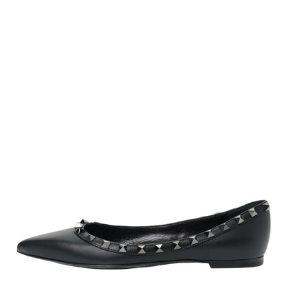 Valentino Garavani Calfskin Rockstud Ballerina Flats 36 Black 1 of 11