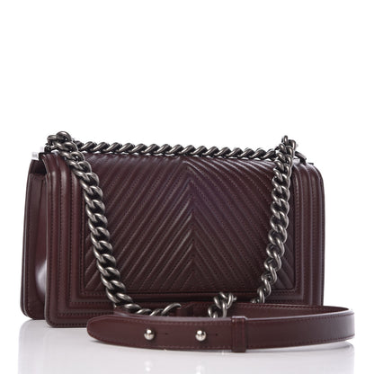 Chanel Calfskin Chevron Quilted Medium Boy Flap Burgundy 3 of 7