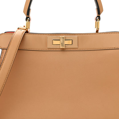 Fendi Vitello Seta Nappa Plexiglass Bi-Color Medium Peekaboo I SEE U Satchel Miele Scuro Tulipano 9 of 12