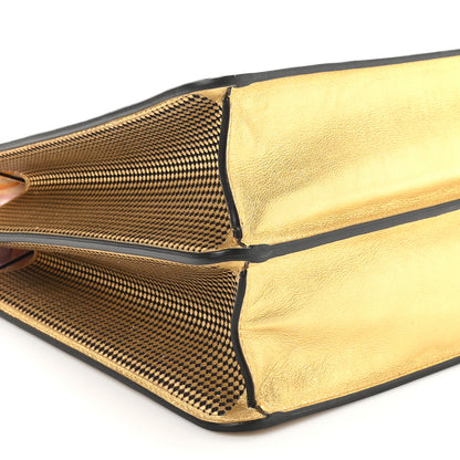 Fendi X VERSACE Vitello Laminato Nappa Perforated Fendace FF Baroque Medium Peekaboo I SEE U Satchel Gold 9 of 10