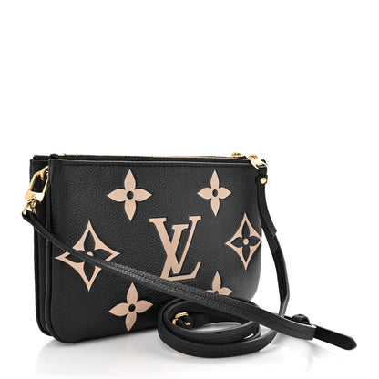 Louis Vuitton Empreinte Monogram Giant Double Zip Pochette Black Cream 3 of 11