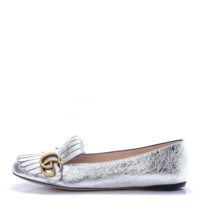 Gucci Galassia GG Marmont Fringe Flats 38 Argento 1 of 9
