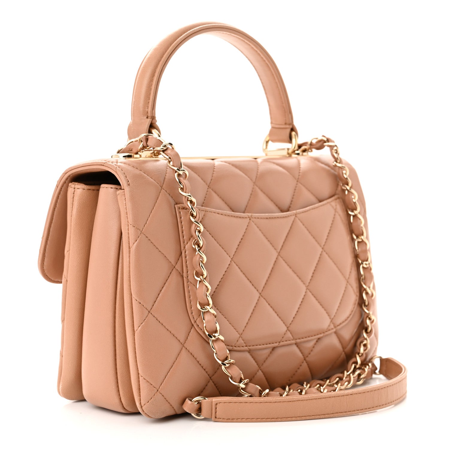 Chanel Lambskin Quilted Small Trendy CC Flap Dual Handle Bag Camel 3 of 11