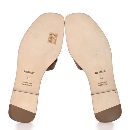 Hermes Box Calfskin Oran Sandals 41 Gold 6 of 10