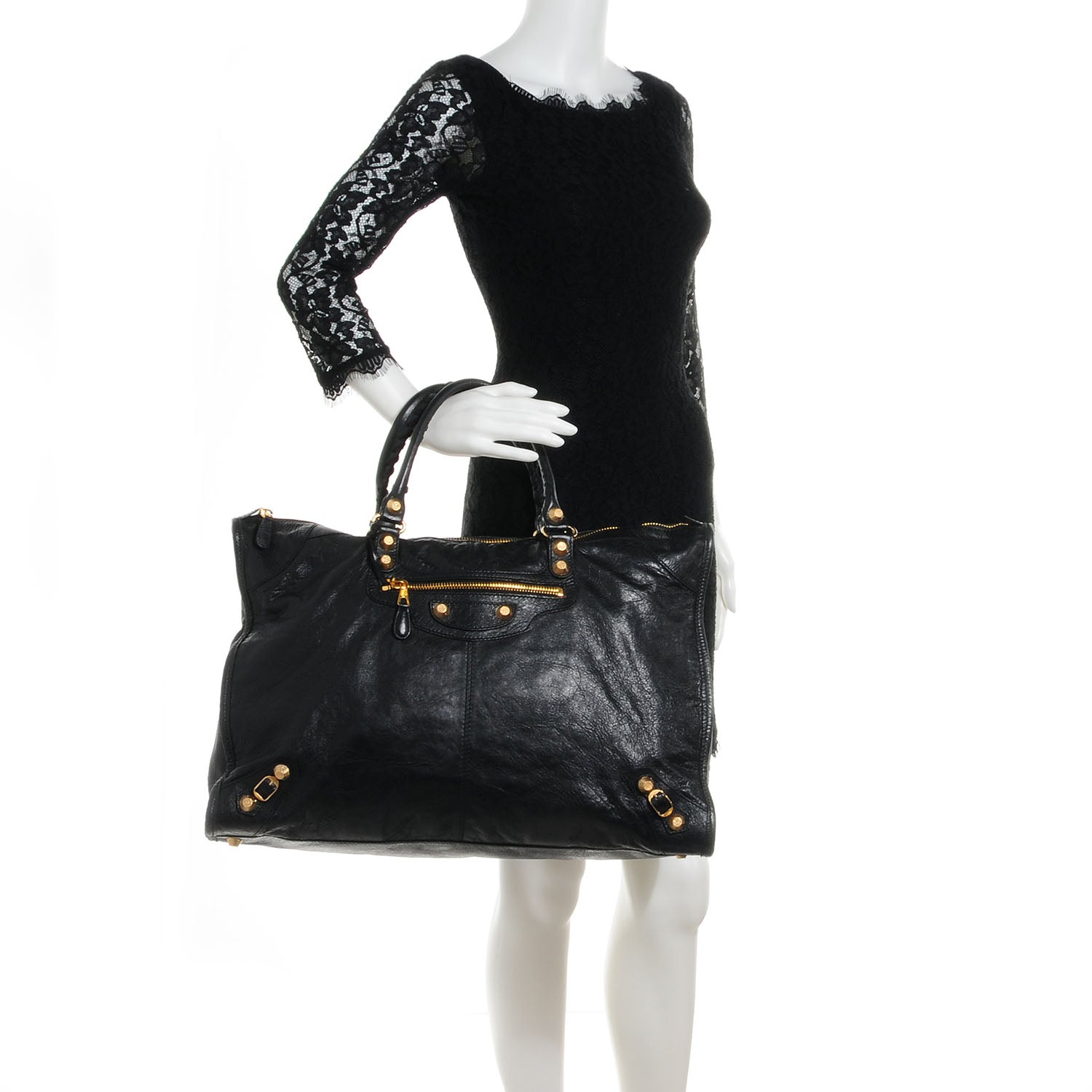 Balenciaga Agneau Giant 12 Gold Hardware Weekender Black 2 of 10