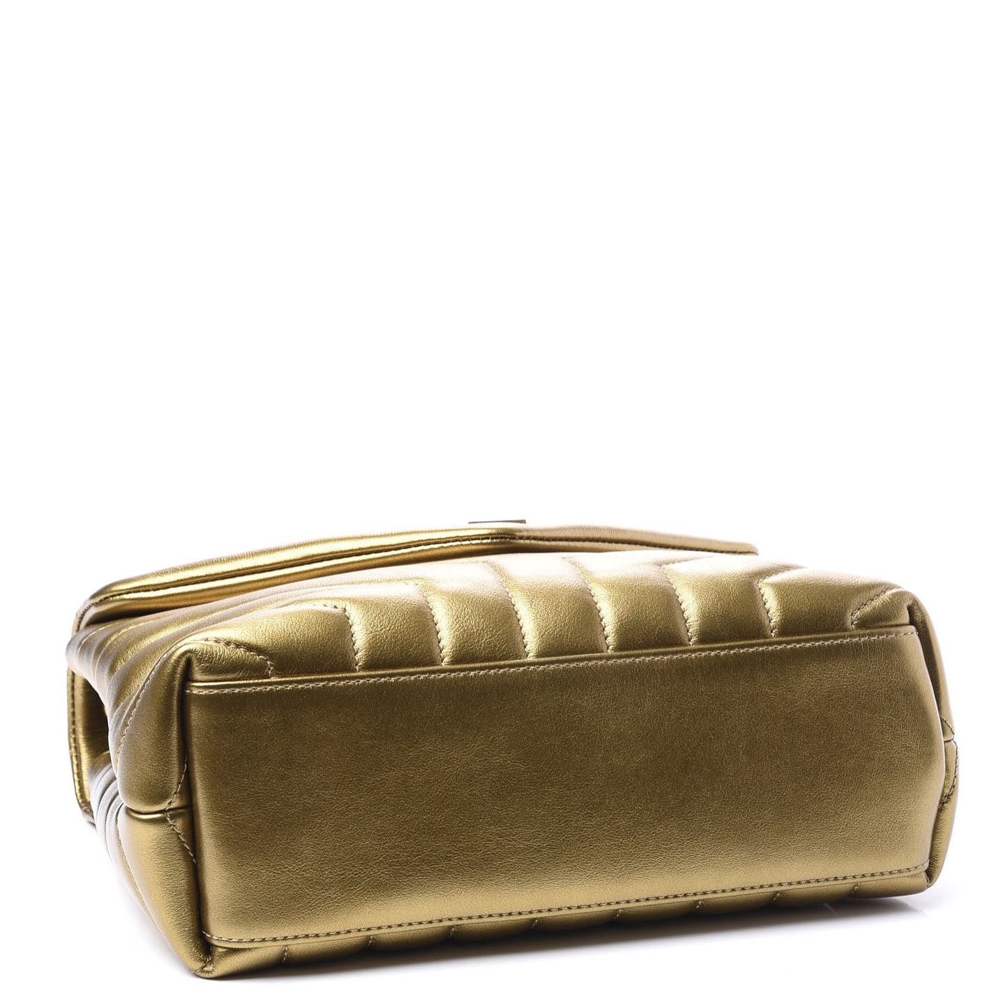 Metallic Calfskin Y Quilted Small Loulou Monogram Chain Satchel Gold