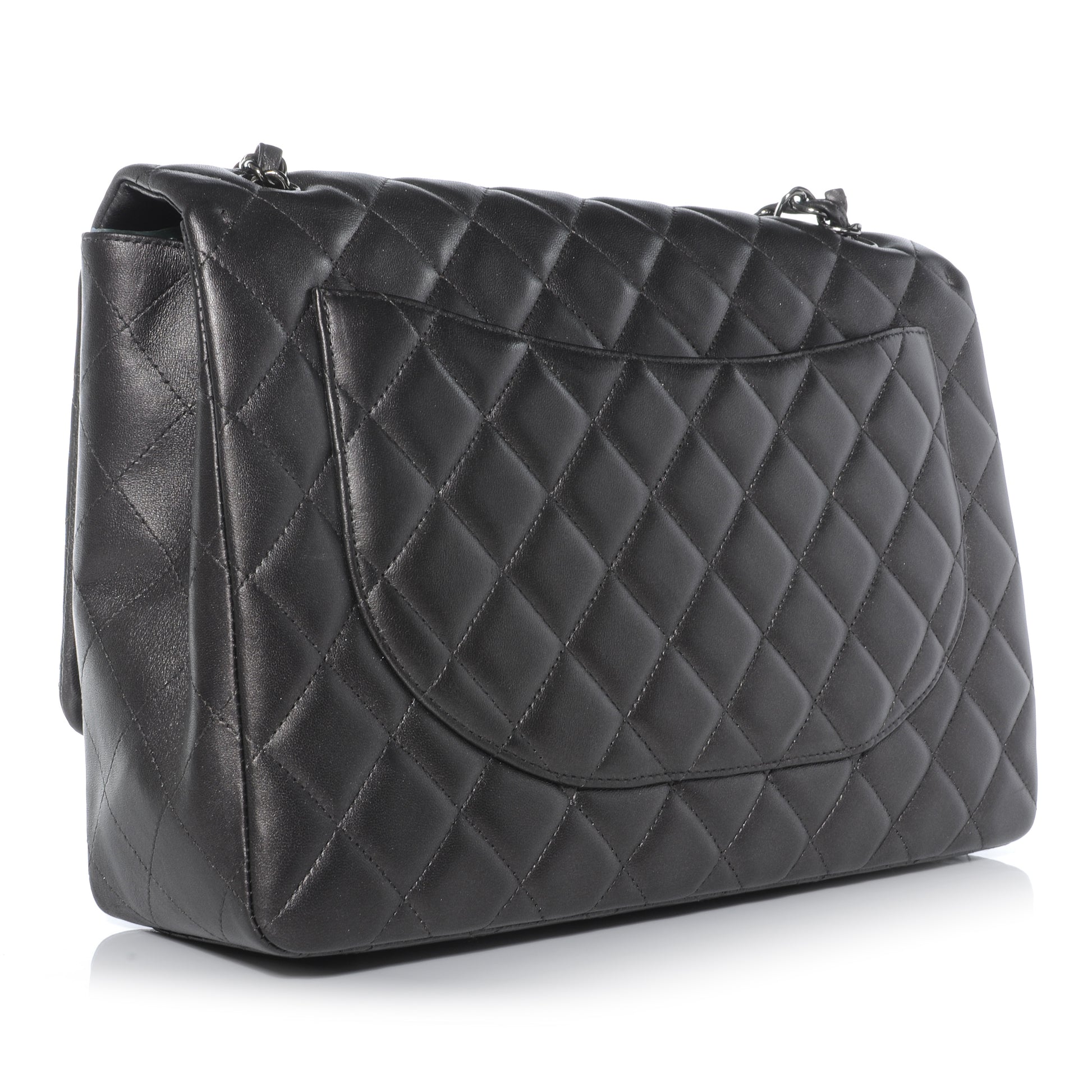 Chanel Lambskin Maxi Single Flap Dark Metallic Grey 3 of 10