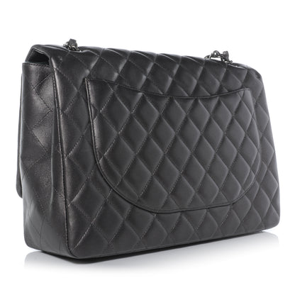 Chanel Lambskin Maxi Single Flap Dark Metallic Grey 3 of 10