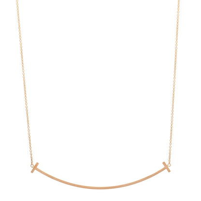 Tiffany 18K Rose Gold T Smile Pendant Necklace 1 of 5