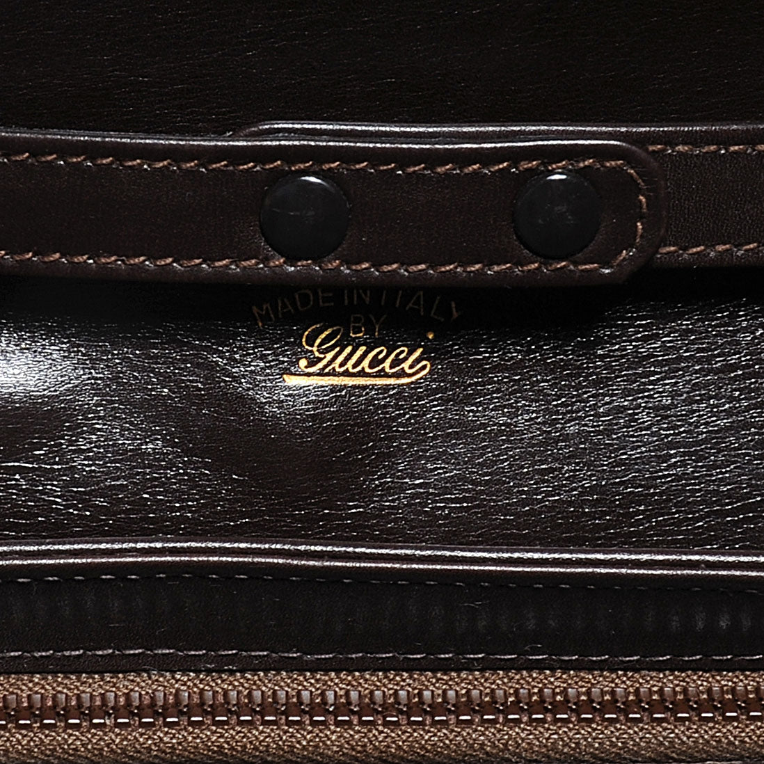 Gucci Leather Shoulder Bag Dark Brown 3 of 6