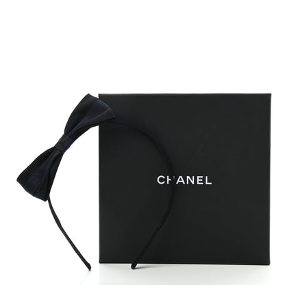Chanel Silk CC Bow Headband Black Navy 5 of 5