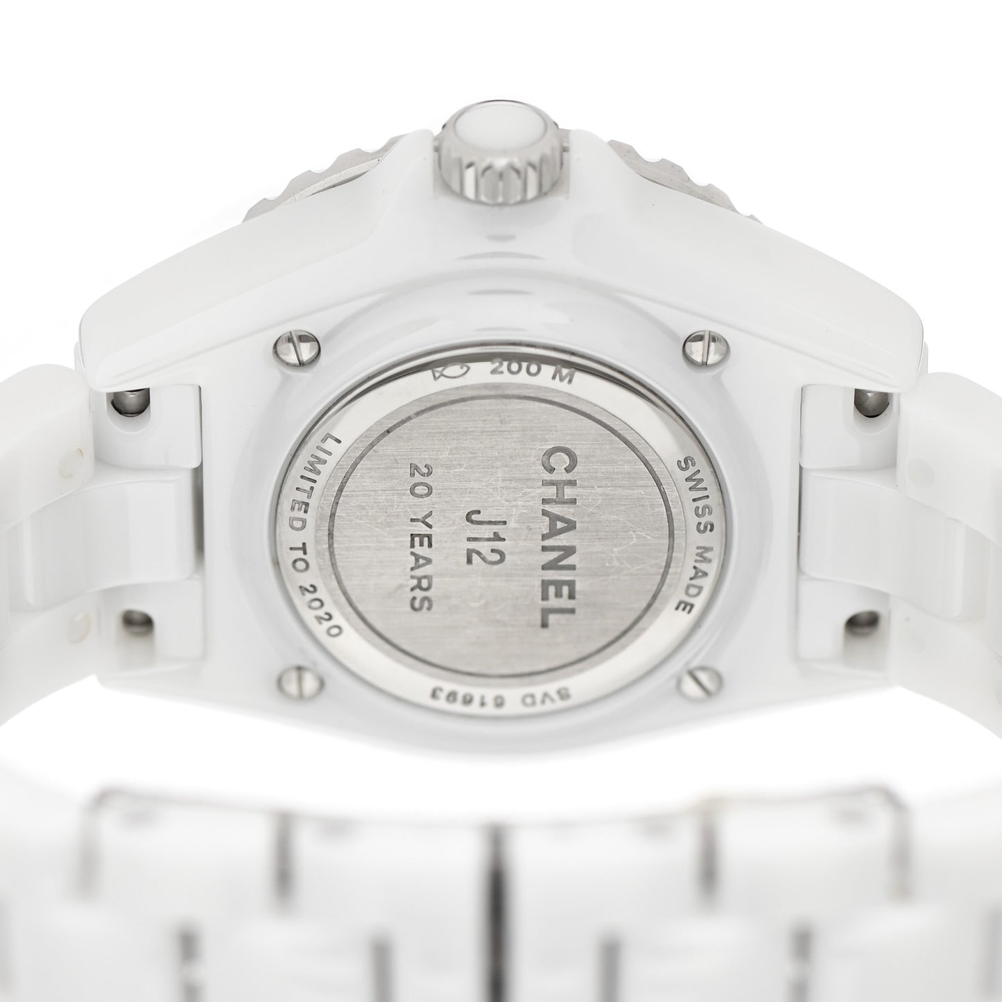 Stainless Steel Ceramic Diamond 33mm J12 Limited Edition Quartz Watch White