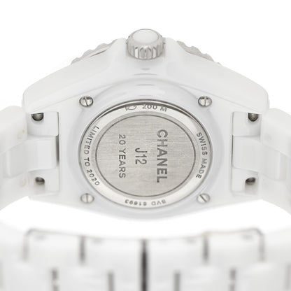 Chanel Stainless Steel Ceramic Diamond 33mm J12 Limited Edition Quartz Watch White 4 of 5