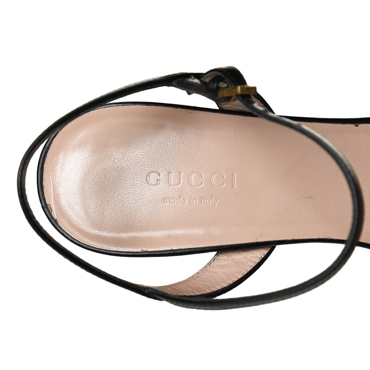 Lifford Calfskin GG Marmont Ankle Wrap 75mm Sandals 37.5 Black