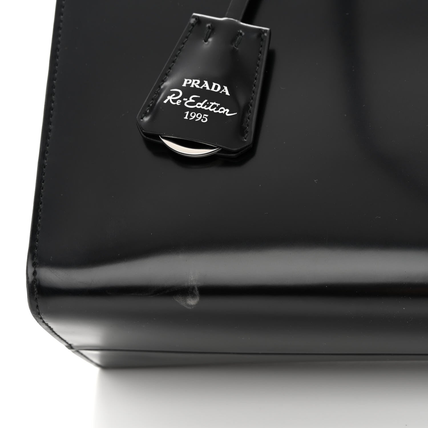 Prada Spazzolato Large Re-Edition 1995 Double Handle Handbag Black 13 of 14