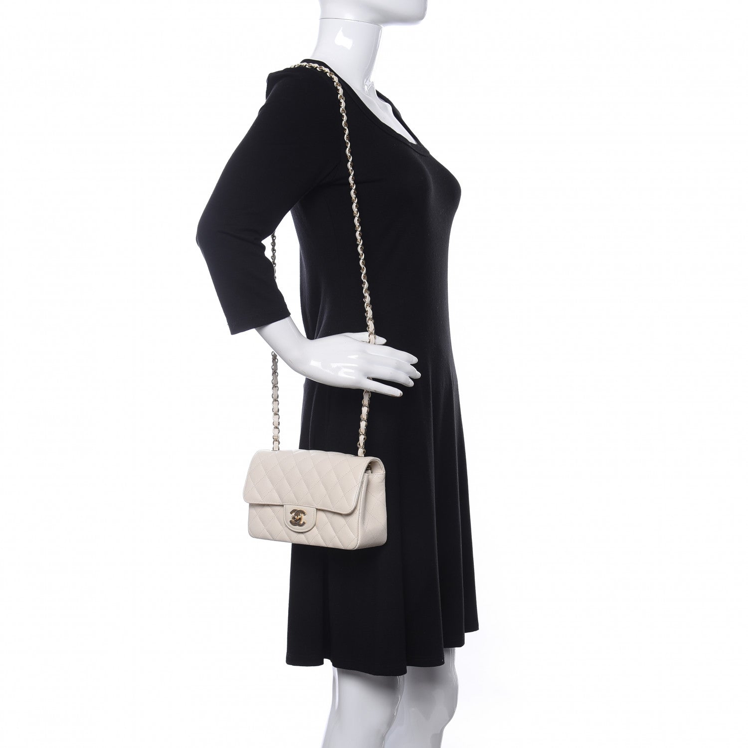Chanel Caviar Quilted Mini Rectangular Flap White 2 of 11