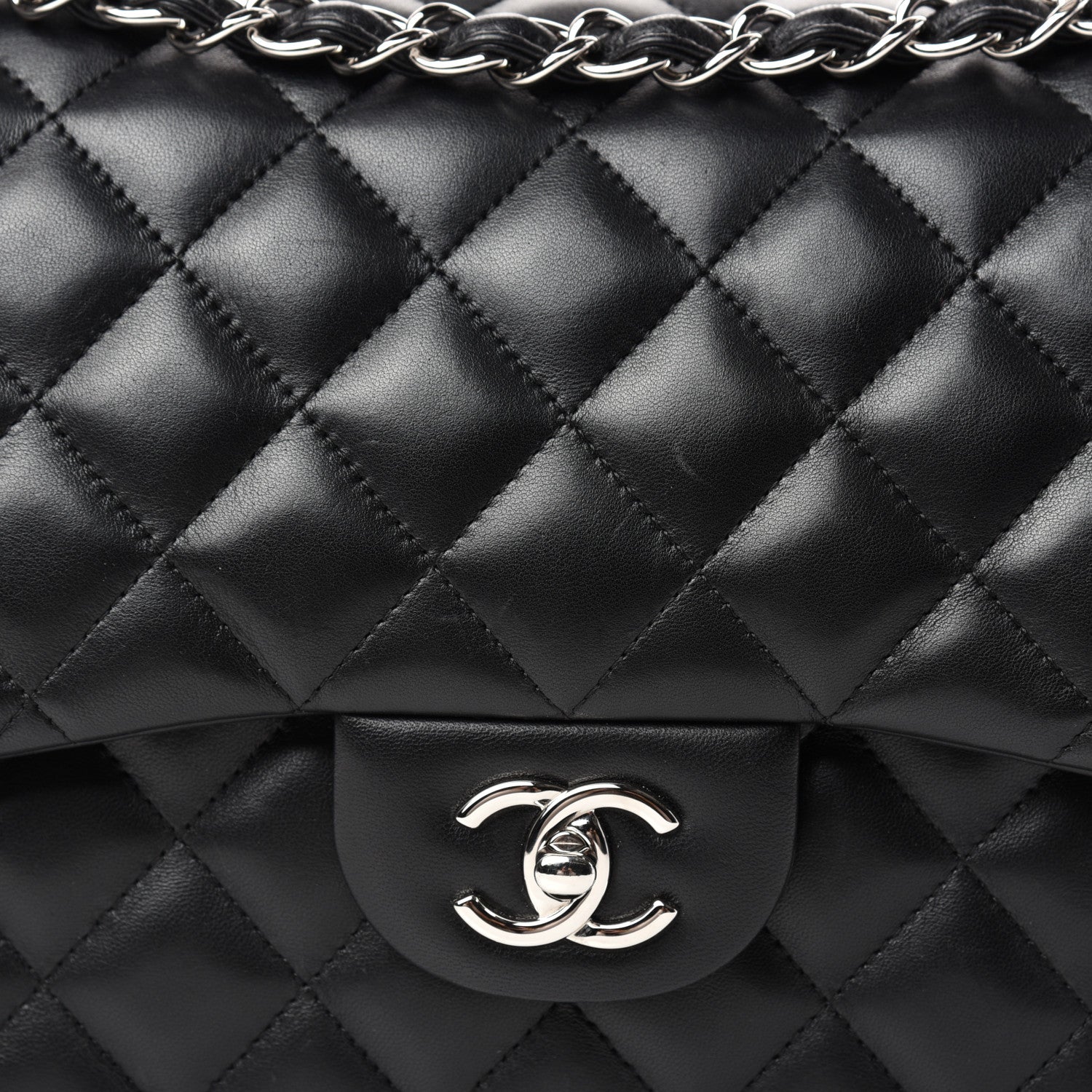 Chanel Lambskin Quilted Jumbo Double Flap Black 10 of 10
