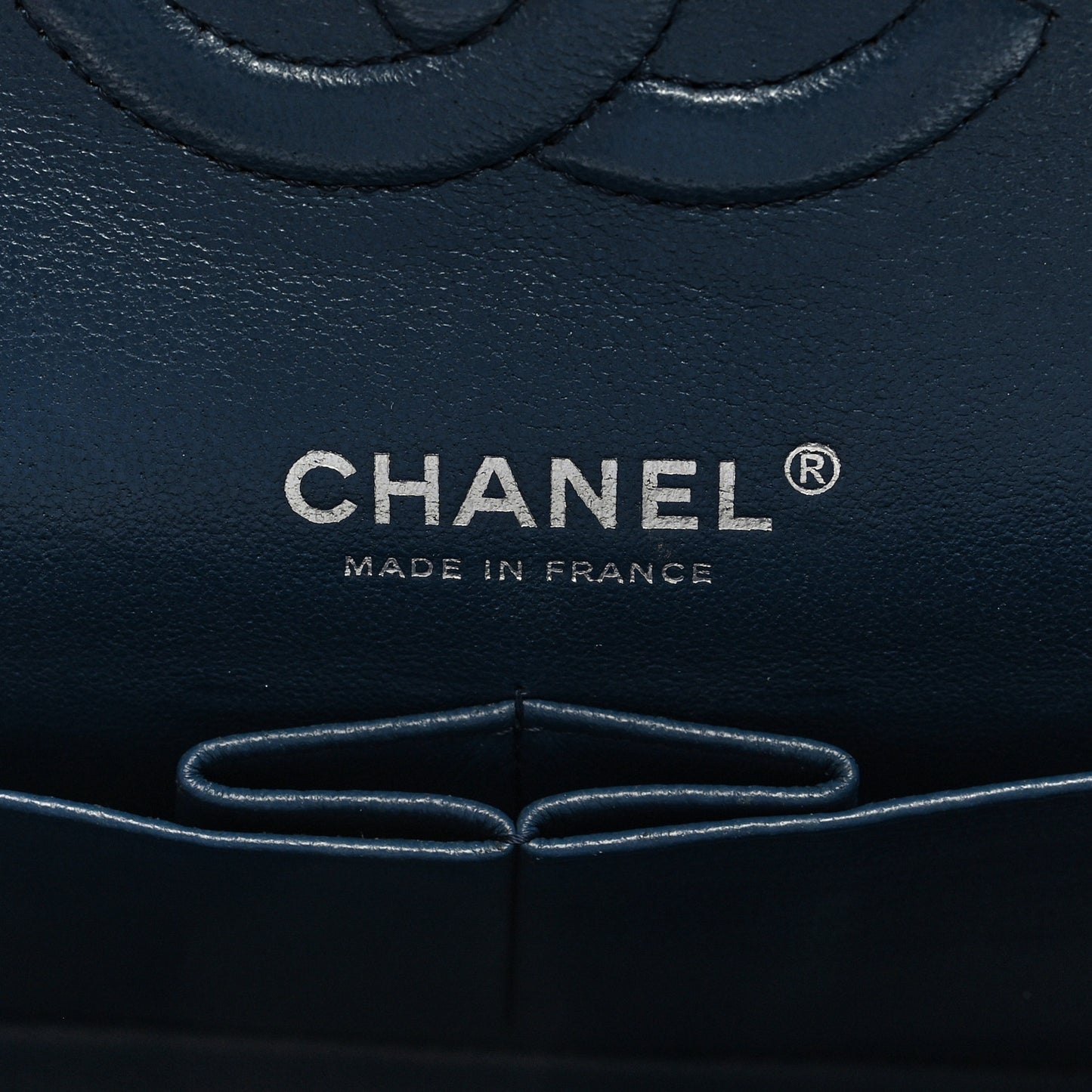 Lambskin Quilted Medium Double Flap Dark Blue
