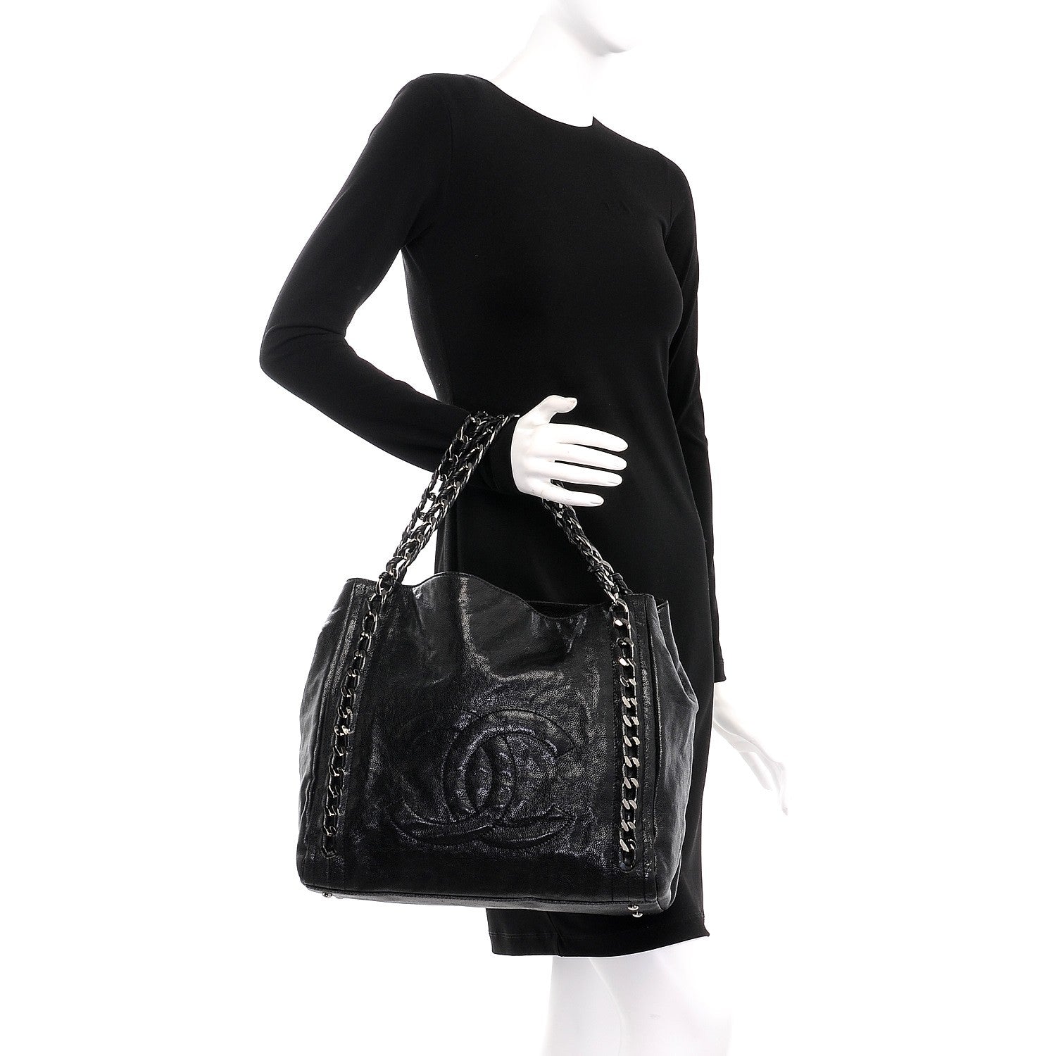 Chanel Glazed Caviar Modern Chain Tote Black 2 of 11