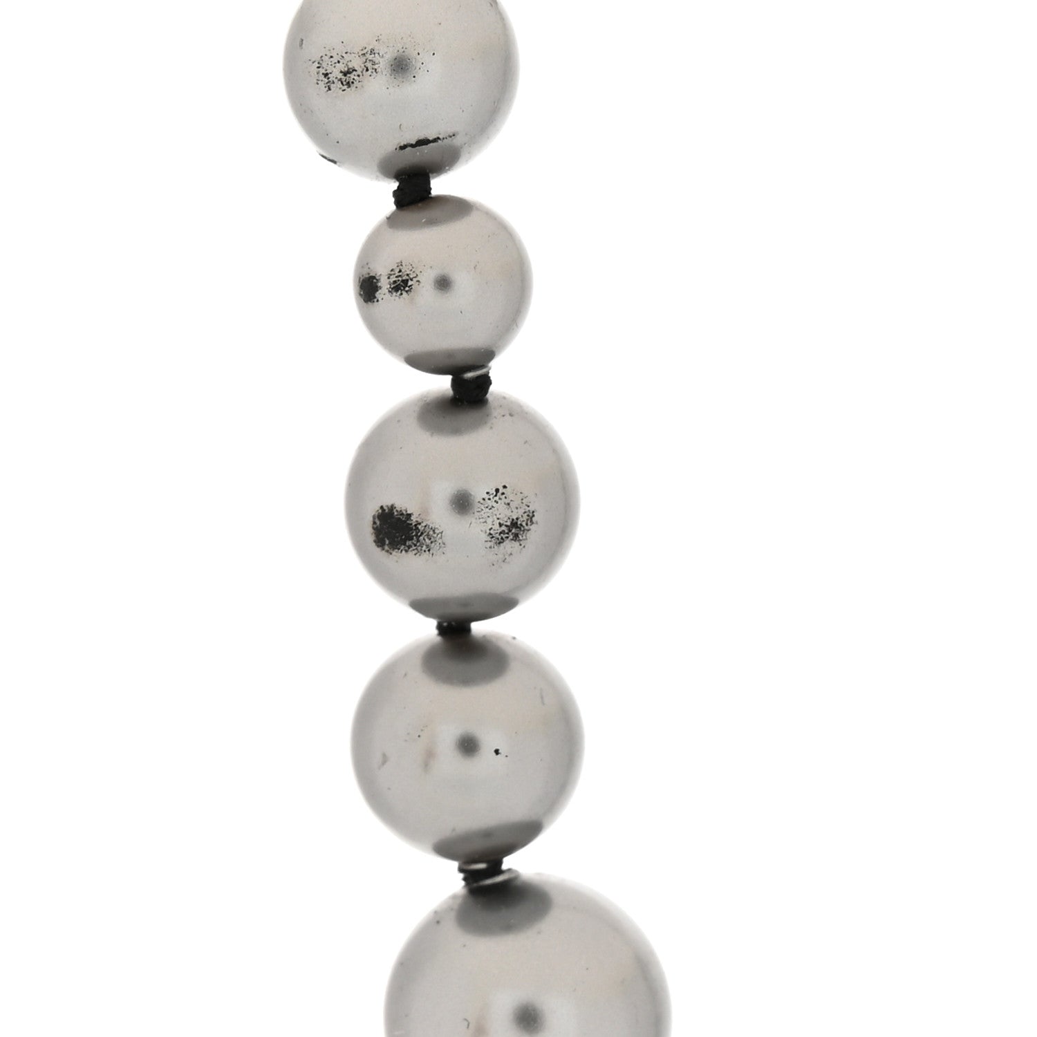 Chanel Crystal Baguette Graduated Pearl CC Short Necklace Silver Grey 6 of 7