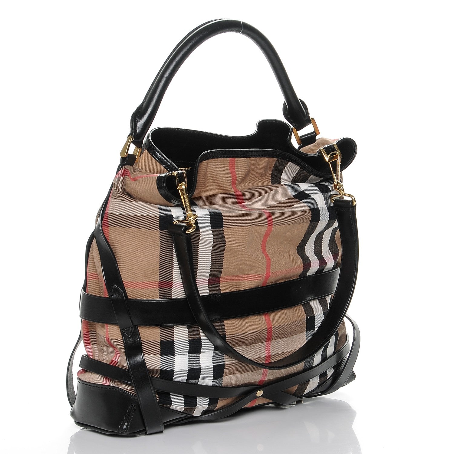 Burberry House Check Bridle Calfskin Medium Gosford Hobo Black 3 of 6
