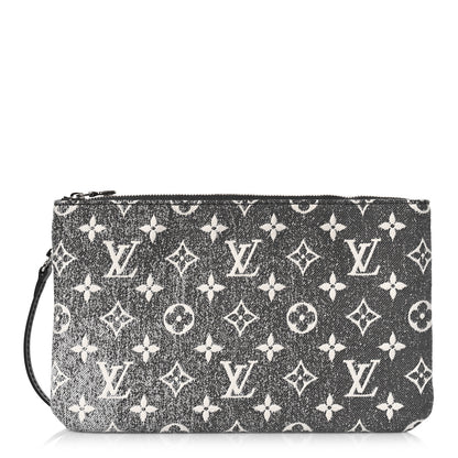 Louis Vuitton Denim Monogram Jacquard Neverfull MM GM Pochette Gray 1 of 8