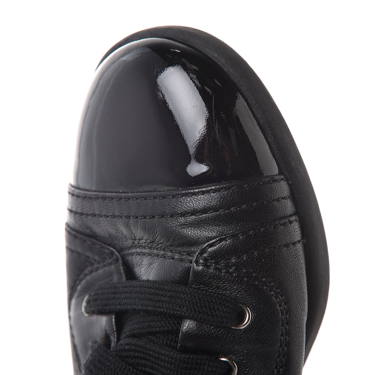 Lambskin Patent Cap Toe CC Sneakers 35 Black