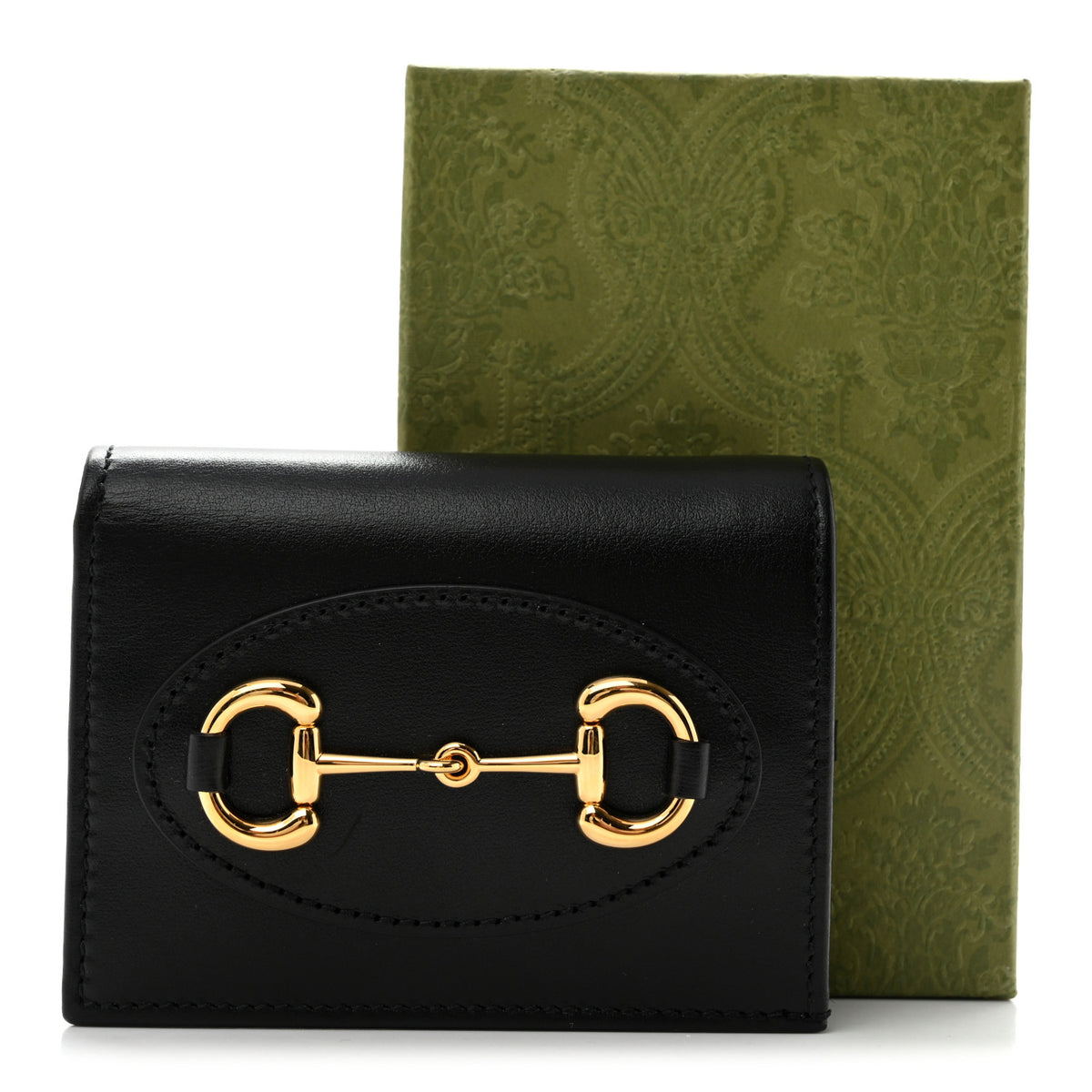 Gucci Boarded Plutone Calfskin Horsebit 1955 Card Case Wallet Black 9 of 9