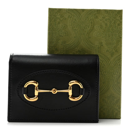 Gucci Boarded Plutone Calfskin Horsebit 1955 Card Case Wallet Black 9 of 9