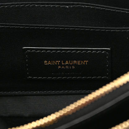 Saint Laurent Grained Lambskin Quilted Mini Becky Double Zip Bag Black 8 of 13