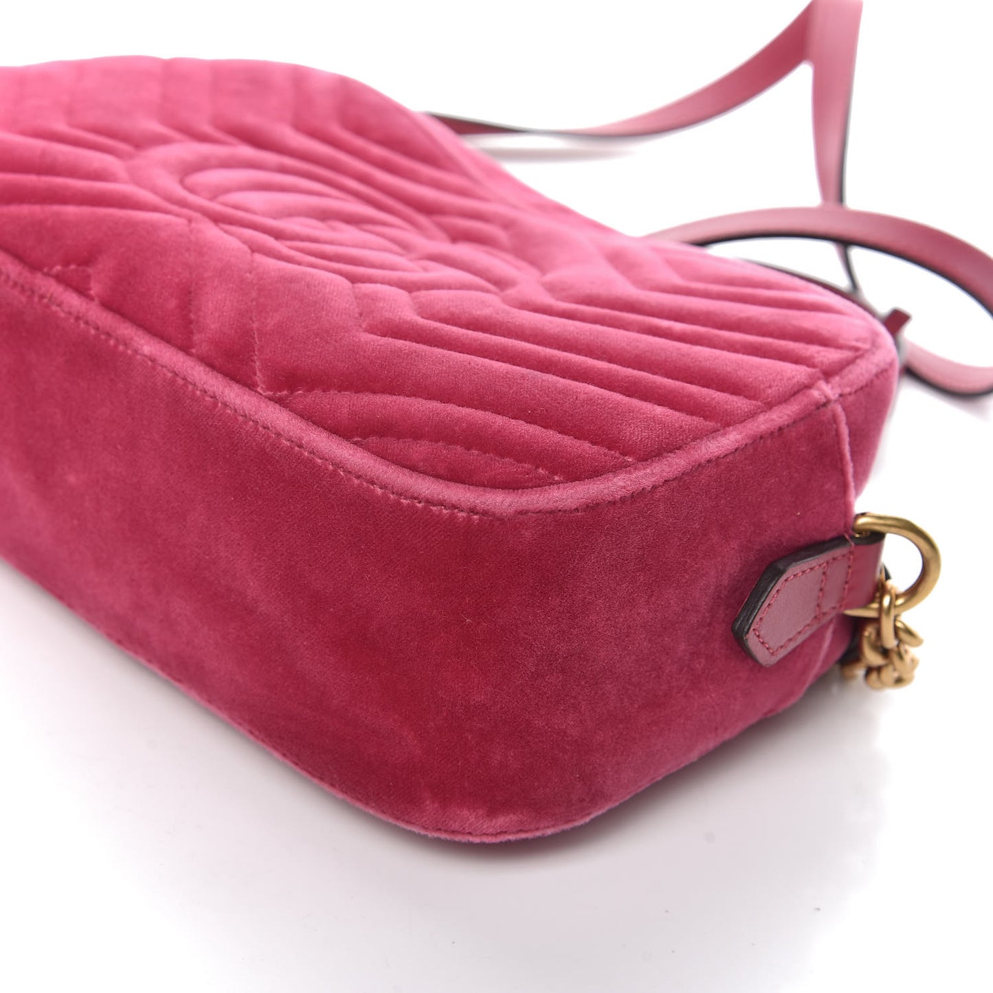 Velvet Matelasse Small GG Marmont Chain Shoulder Bag Light Raspberry Rose