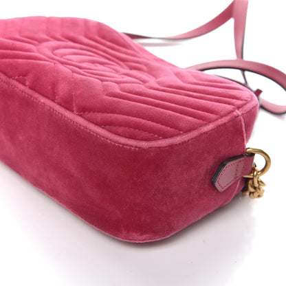 Gucci Velvet Matelasse Small GG Marmont Chain Shoulder Bag Light Raspberry Rose 11 of 13