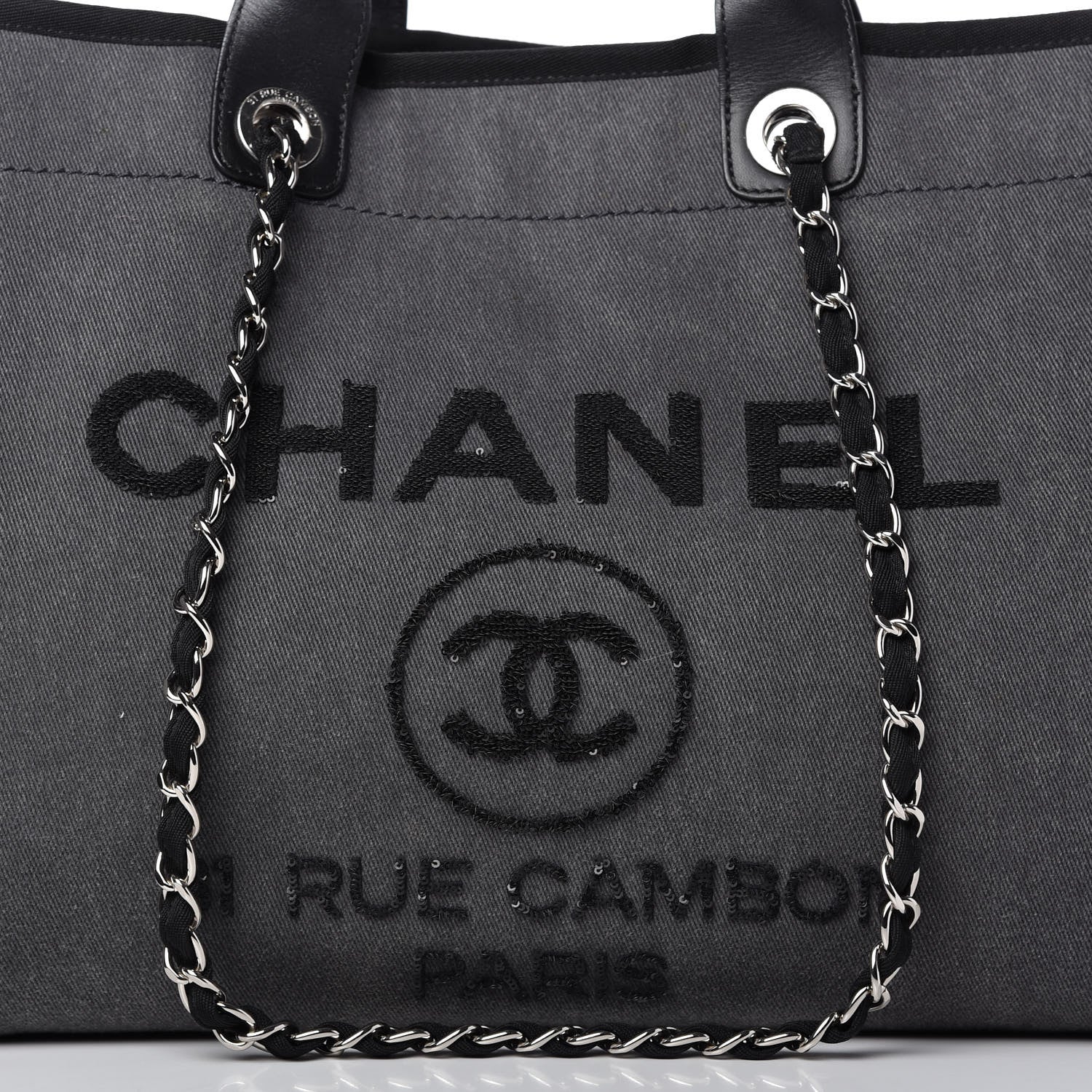 Chanel Canvas Sequin Large Deauville Tote Charcoal 10 of 10