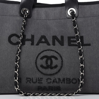 Chanel Canvas Sequin Large Deauville Tote Charcoal 10 of 10