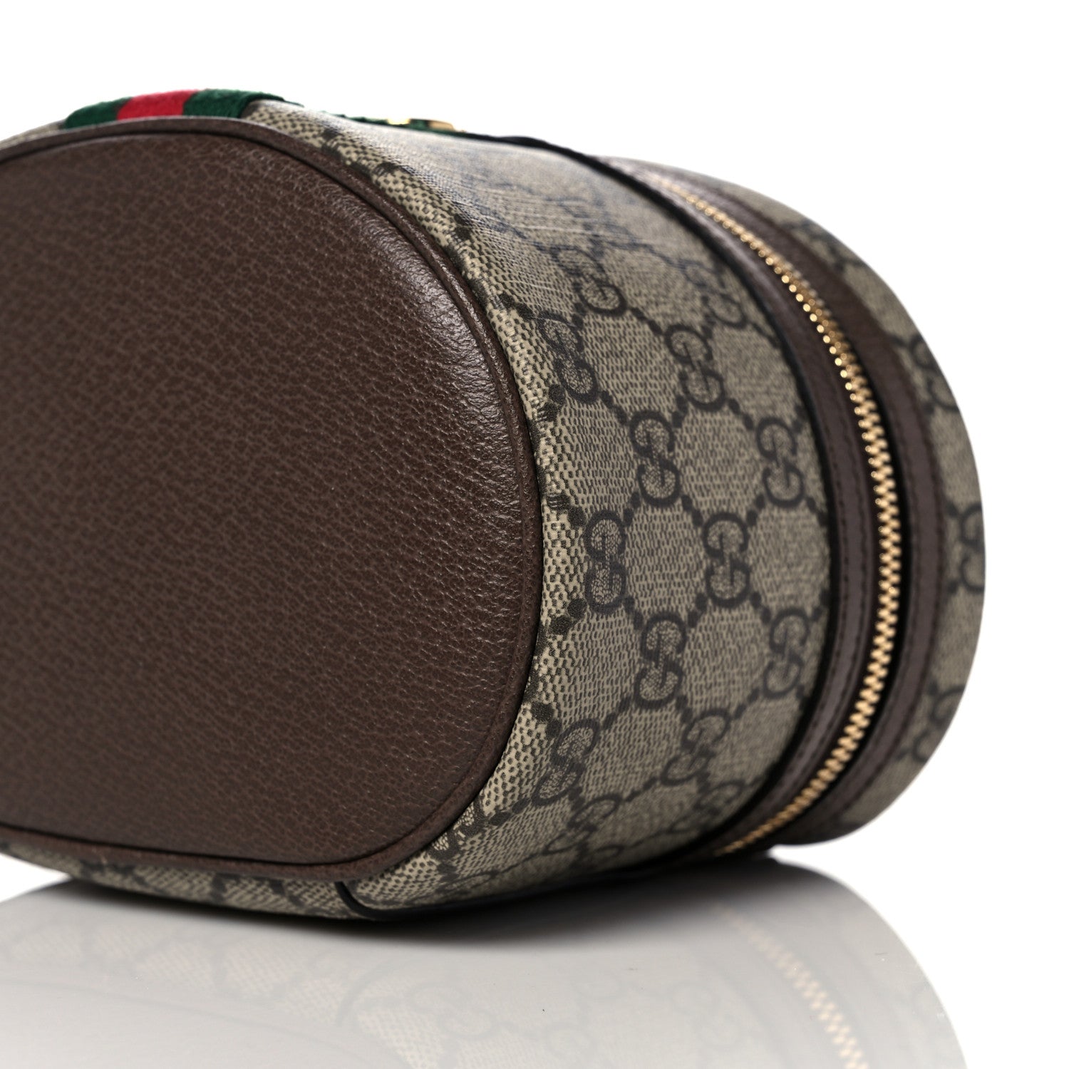 Gucci GG Supreme Monogram Textured Calfskin Web Ophidia Vanity Cosmetic Case Beige Ebony New Acero 11 of 12