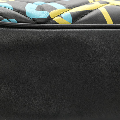 Gucci Calfskin Matelasse GucciGhost Medium GG Marmont Chain Shoulder Bag Black New Acquamarine 16 of 16