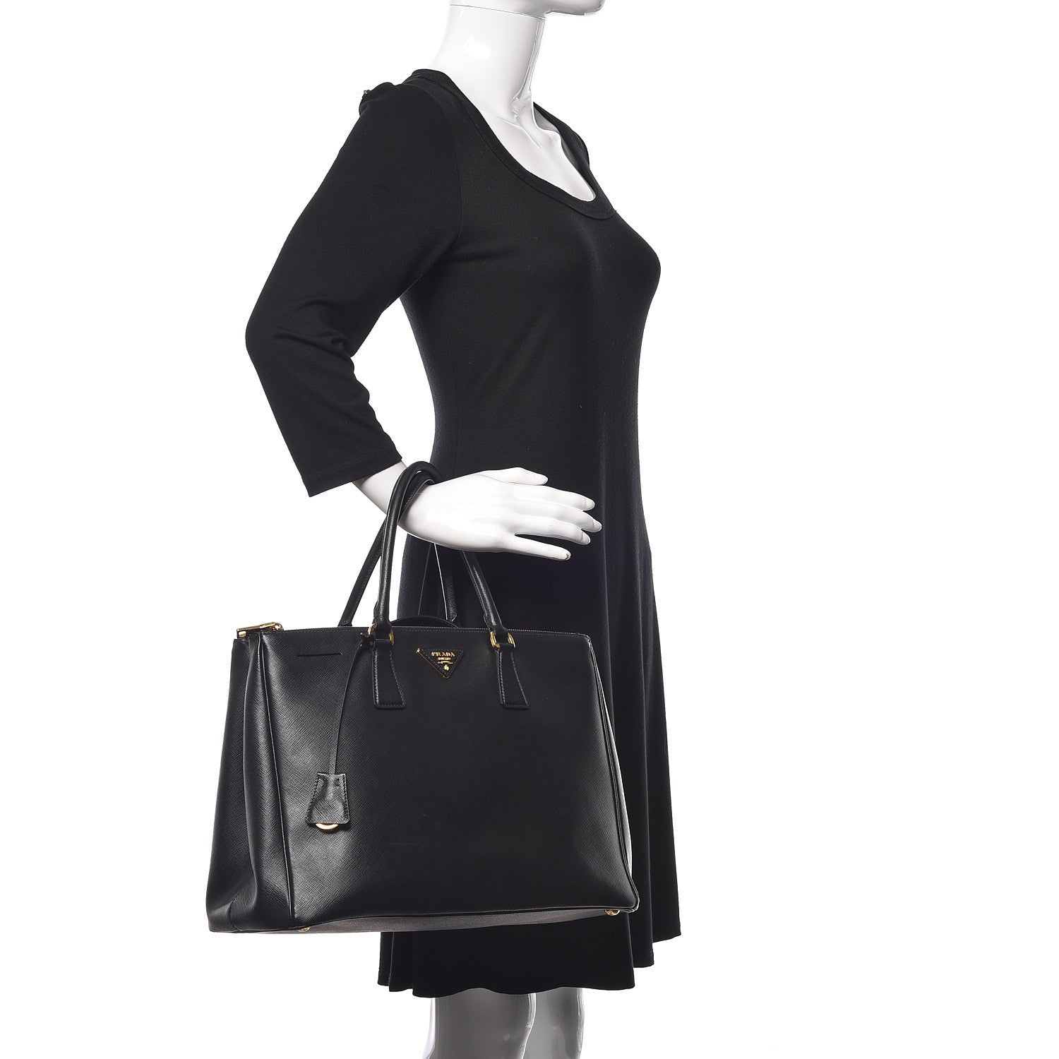 Prada Saffiano Large Galleria Double Zip Tote Black 3 of 15