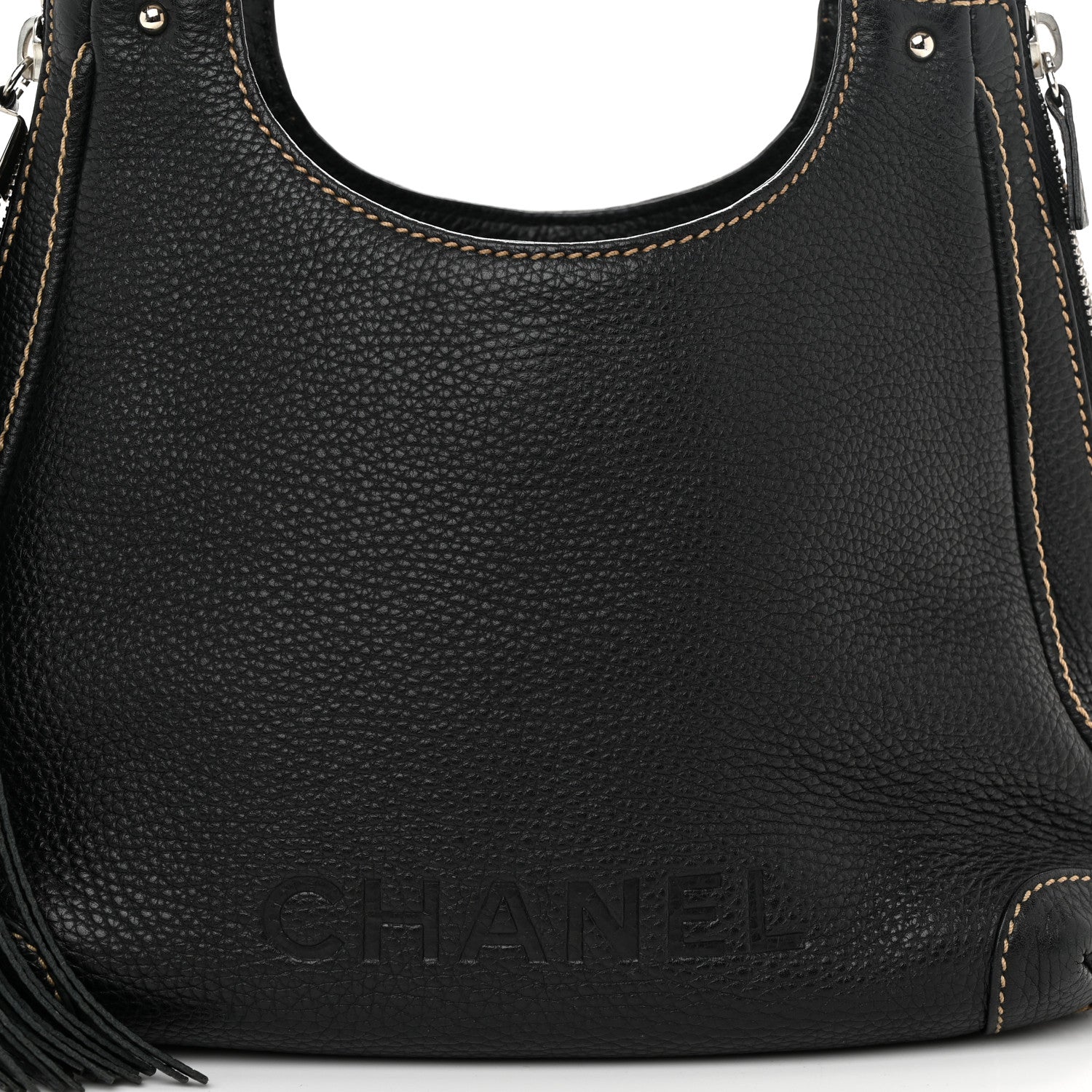 Chanel Grained Calfskin Tassel Hobo Black 8 of 13